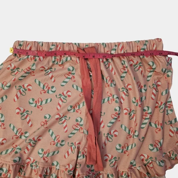 Glitz & Glam Pink Candy Cane Print Sleep Shorts Set Size XL - Picture 13 of 13